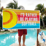 Softball Premium Beach Towel - I'd Rather Be Playing Softball