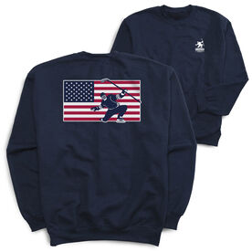 Hockey Crewneck Sweatshirt - Patriotic Hockey (Back Design)