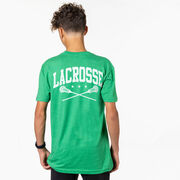Guys Lacrosse Short Sleeve T-Shirt - Crossed Sticks (Back Design)