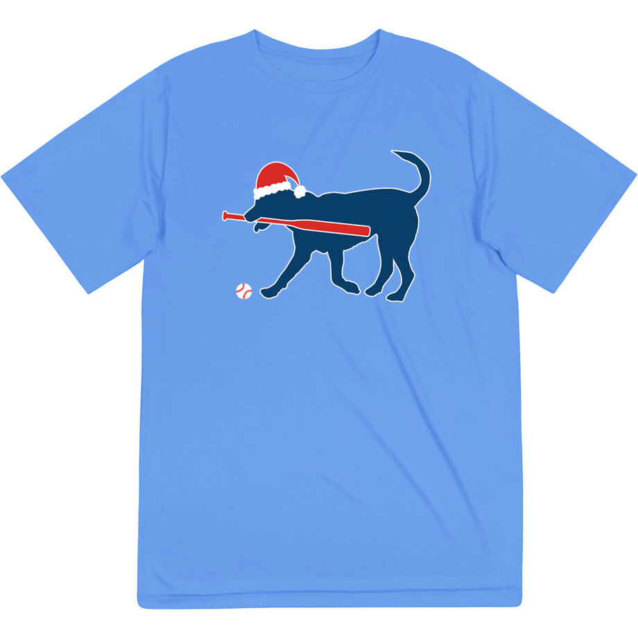 Softball Short Sleeve Performance Tee - Play Ball Christmas Dog