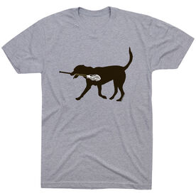 Guys Lacrosse Short Sleeve T-Shirt - Max The Lax Dog [Gray/Youth Small] - SS
