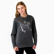 Hockey Long Sleeve Performance Tee - Hockey Goalie Sketch