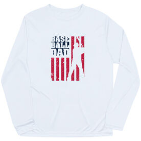 Baseball Long Sleeve Performance Tee - Baseball Dad American Flag