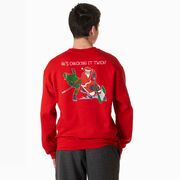 Hockey Crewneck Sweatshirt - He's Checking It Twice (Back Design)