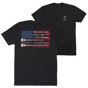Guys Lacrosse Short Sleeve T-Shirt - American Flag (Back Design)