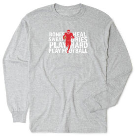Football Tshirt Long Sleeve - Bones Saying [Adult Small/Gray] - SS