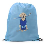 Hockey Drawstring Backpack - Puck The Hockey Dog 