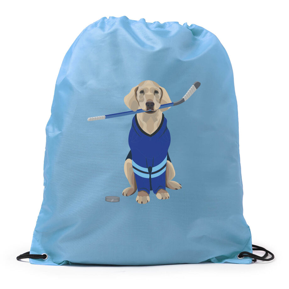 Hockey Drawstring Backpack - Puck The Hockey Dog 