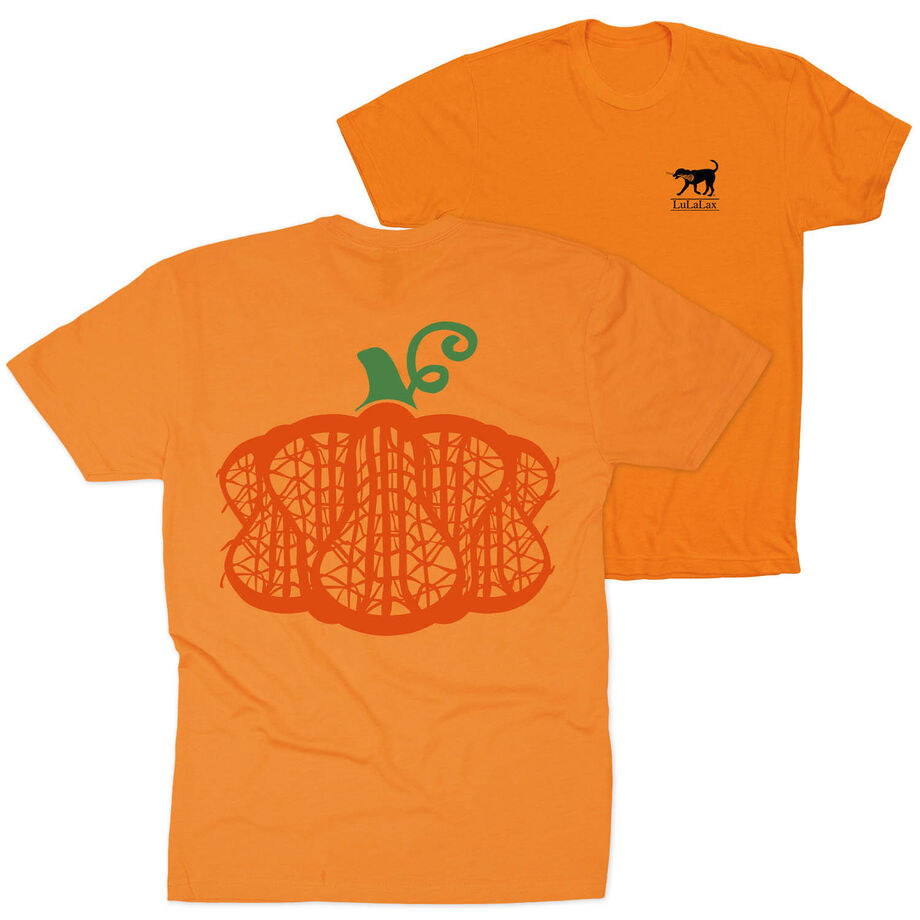 Girls Lacrosse Short Sleeve T-Shirt - Lax Stick Pumpkin (Back Design)