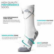 Girls Lacrosse Woven Mid-Calf Socks - Crossed Sticks - White/Gray