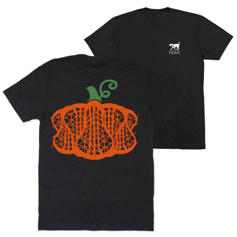 Girls Lacrosse Short Sleeve T-Shirt - Lax Stick Pumpkin (Back Design)