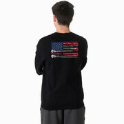 Guys Lacrosse Crewneck Sweatshirt - American Flag (Back Design)