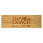 Soccer 12.5" X 4" Engraved Bamboo Removable Wall Tile - Thanks Coach