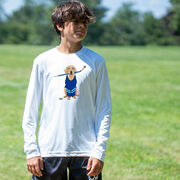 Hockey Long Sleeve Performance Tee - Puck The Hockey Dog