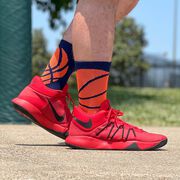 Basketball Woven Mid-Calf Socks - Ball Wrap (Navy/Neon Orange)