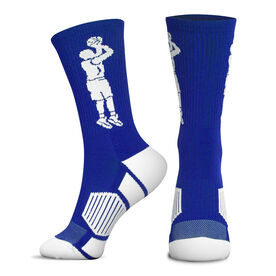 Basketball Woven Mid-Calf Socks - Player Jump Shot (Royal/White)