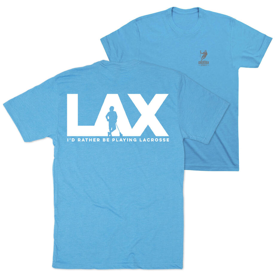Guys Lacrosse Short Sleeve T-Shirt - I'd Rather Lax (Back Design)