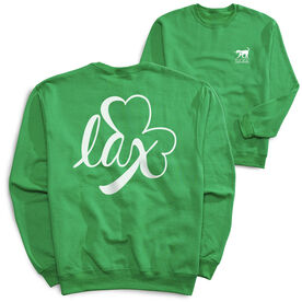Girls Lacrosse Crewneck Sweatshirt - Lax Shamrock (Back Design)