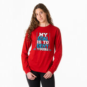 Hockey Tshirt Long Sleeve - My Goal Is To Deny Yours (Blue/Black)