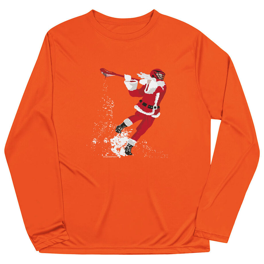 Guys Lacrosse Long Sleeve Performance Tee - Santa Laxer
