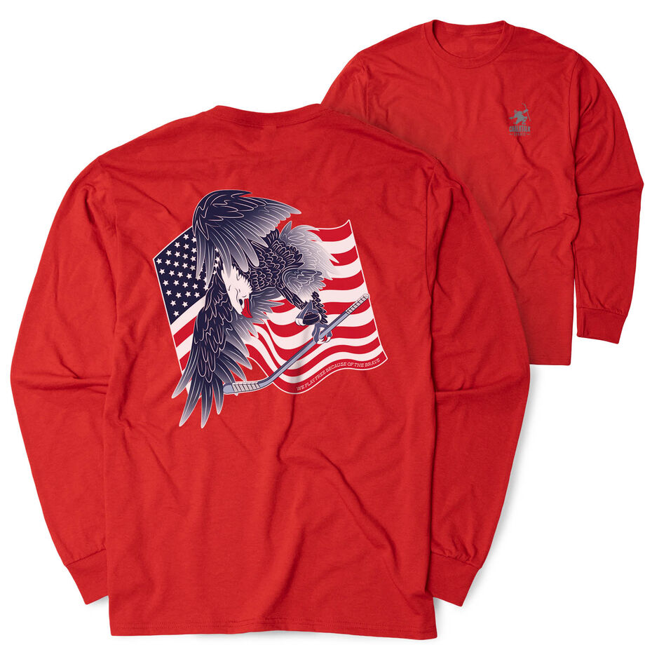 Hockey Tshirt Long Sleeve - Hockey Eagle (Back Design) 
