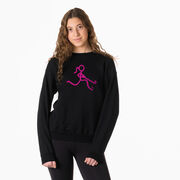 Field Hockey Crewneck Sweatshirt - Neon Pink Field Hockey Girl