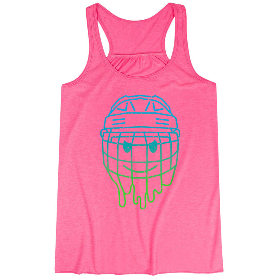 Hockey Flowy Racerback Tank Top - Have An Ice Day Smiley