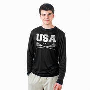 Guys Lacrosse Long Sleeve Performance Tee - USA