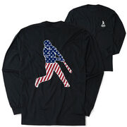 Baseball Tshirt Long Sleeve - Baseball Stars and Stripes Player (Back Design)