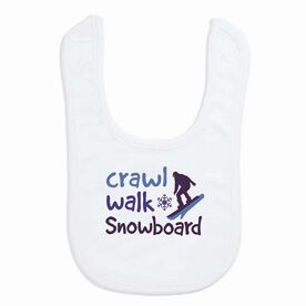 Snowboarding Baby Bib - Crawl Walk Snowboard