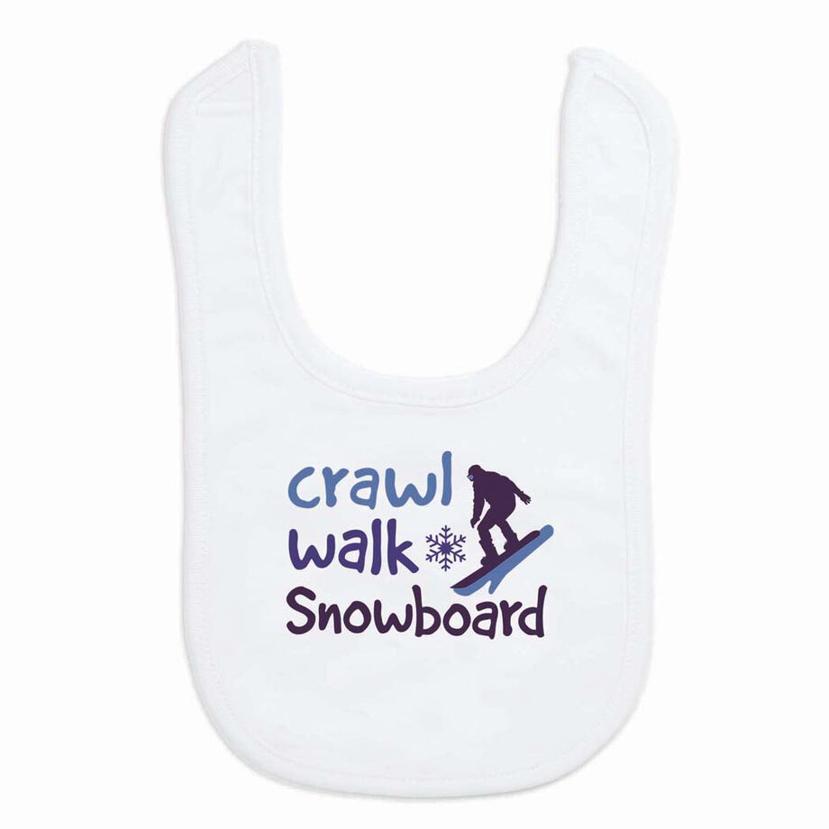 Snowboarding Baby Bib - Crawl Walk Snowboard
