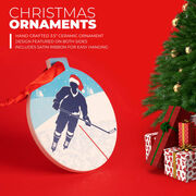 Hockey Round Ceramic Ornament - Player Silhouette