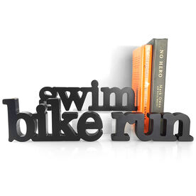 Swim Bike Run Wood Words