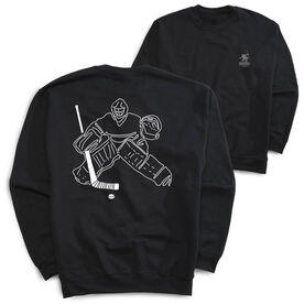 Hockey Crewneck Sweatshirt - Hockey Goalie Sketch (Back Design)