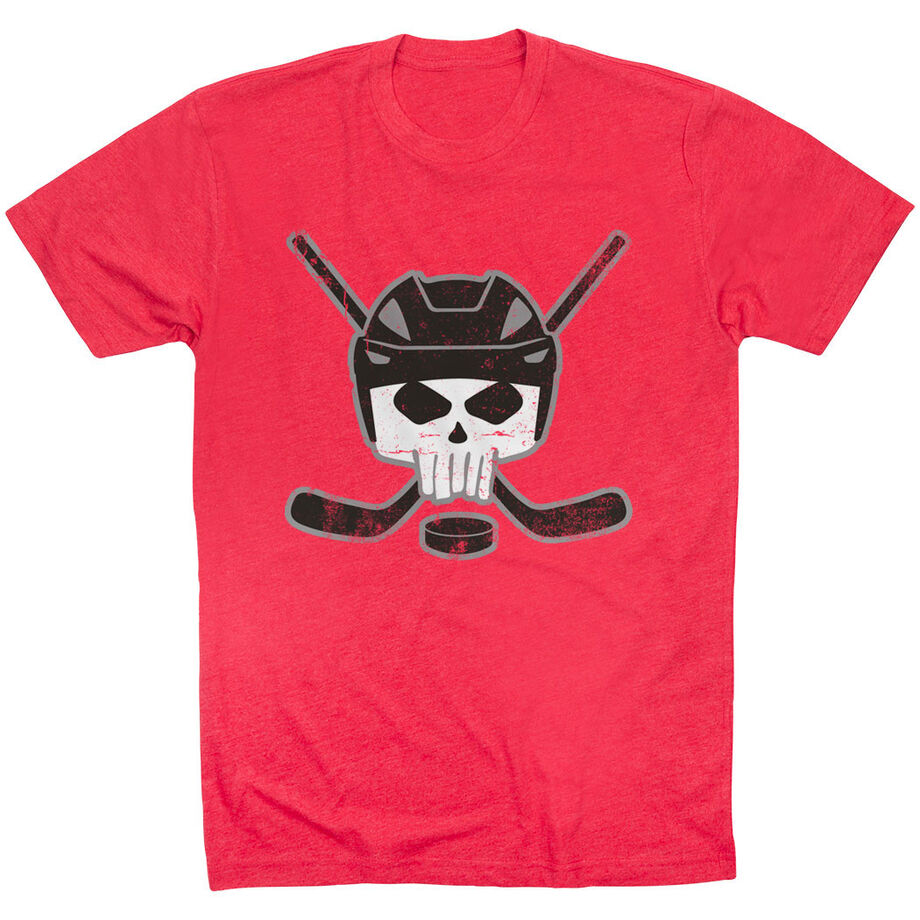 Hockey Short Sleeve Tee - Hockey Helmet Skull