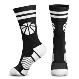 Basketball Woven Mid-Calf Socks - Ball (Black/White)