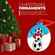 Soccer Round Ceramic Ornament -Soccer Snowman