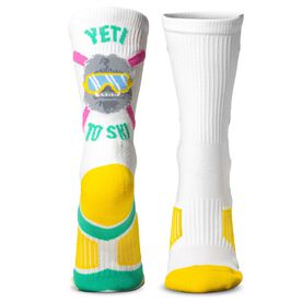 Skiing Woven Mid-Calf Socks - Yeti to Ski - Retro