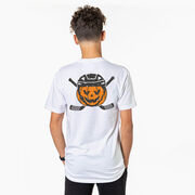 Hockey Short Sleeve T-Shirt - Helmet Pumpkin (Back Design)