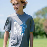 Guys Lacrosse Short Sleeve Performance Tee - My Goal Is To Deny Yours Defenseman