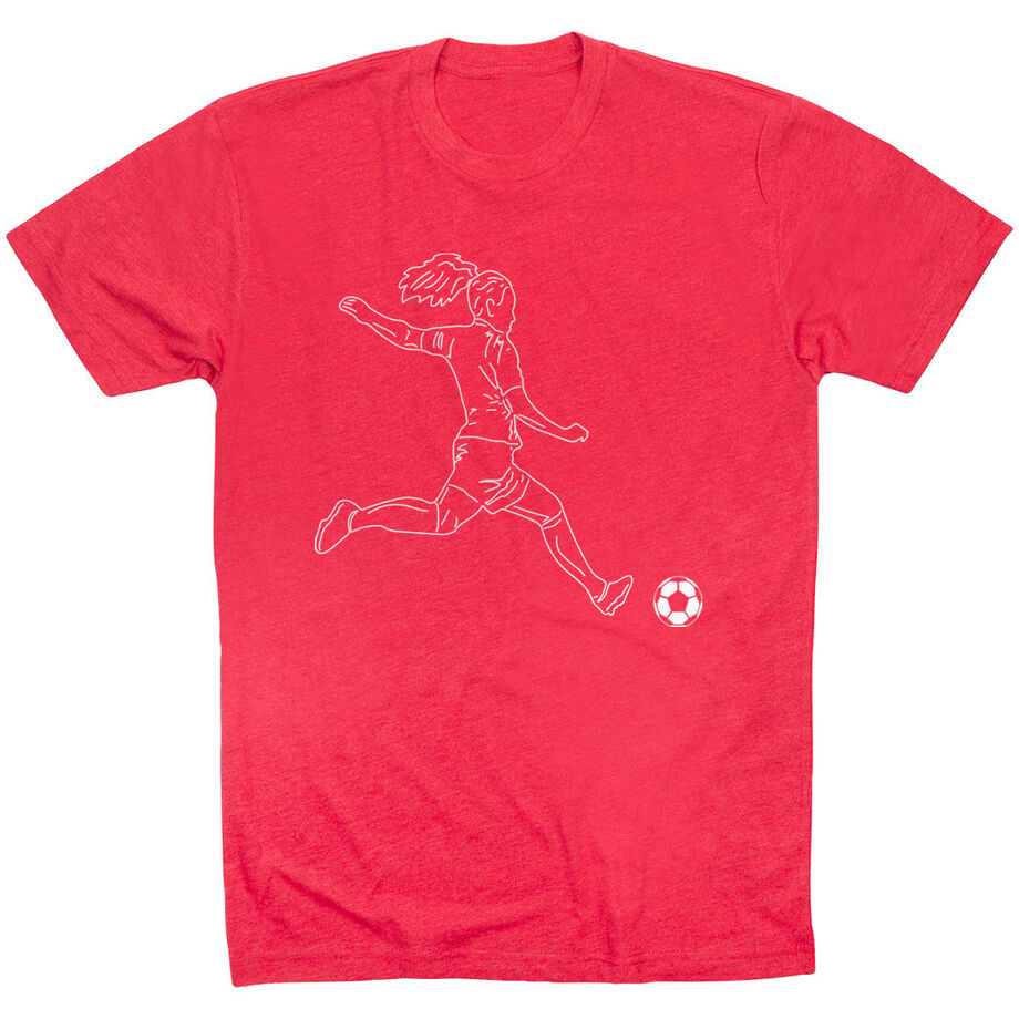 Soccer Short Sleeve T-Shirt - Soccer Girl Player Sketch