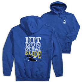 Softball Hooded Sweatshirt - Hit Run Steal Slide (Back Design)