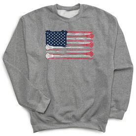 Guys Lacrosse Crew Neck Sweatshirt - American Flag