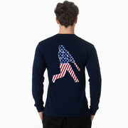 Baseball Tshirt Long Sleeve - Baseball Stars and Stripes Player (Back Design)