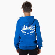 Guys Lacrosse Hooded Sweatshirt - Crossed Sticks (Back Design)