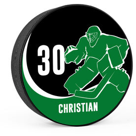 Personalized Goalie with Team Colors Hockey Puck
