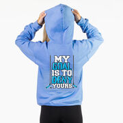 Hockey Hooded Sweatshirt - My Goal Is To Deny Yours (Blue/Black)(Back Design)