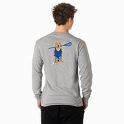 Guys Lacrosse Tshirt Long Sleeve - Laxer the Lacrosse Dog (Back Design)