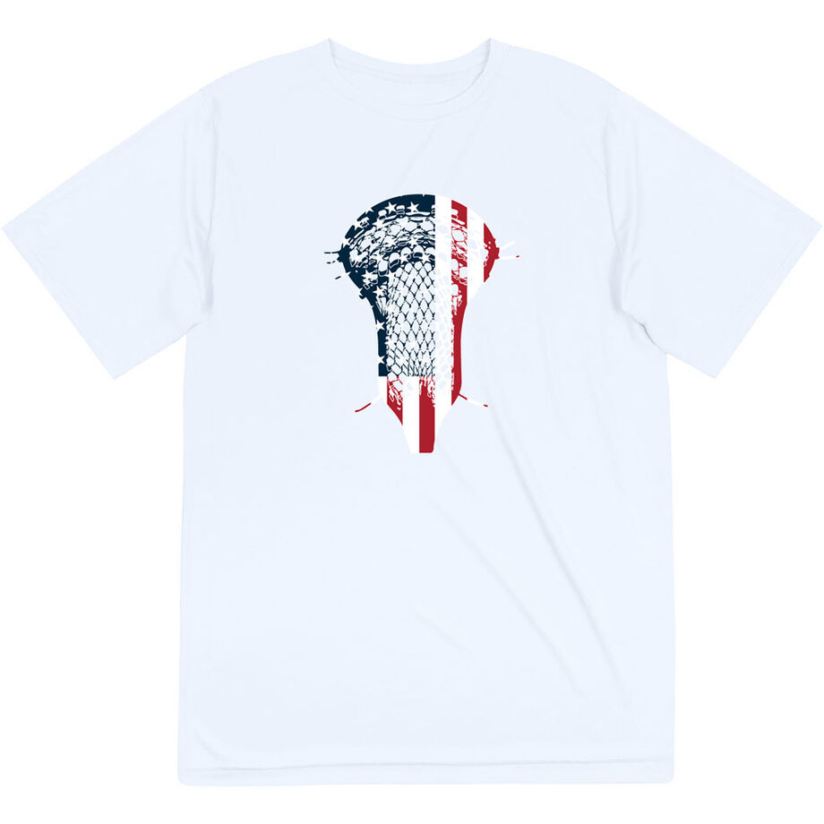 Guys Lacrosse Short Sleeve Performance Tee - Patriotic Stick