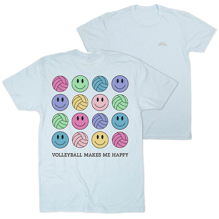 Volleyball Short Sleeve T-Shirt - Volleyball Makes Me Happy (Back Design)